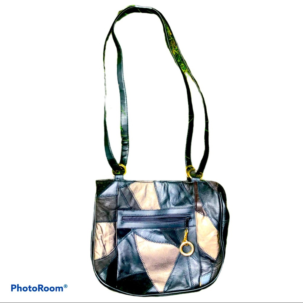 Vintage Leather Patchwork Purse - image 1